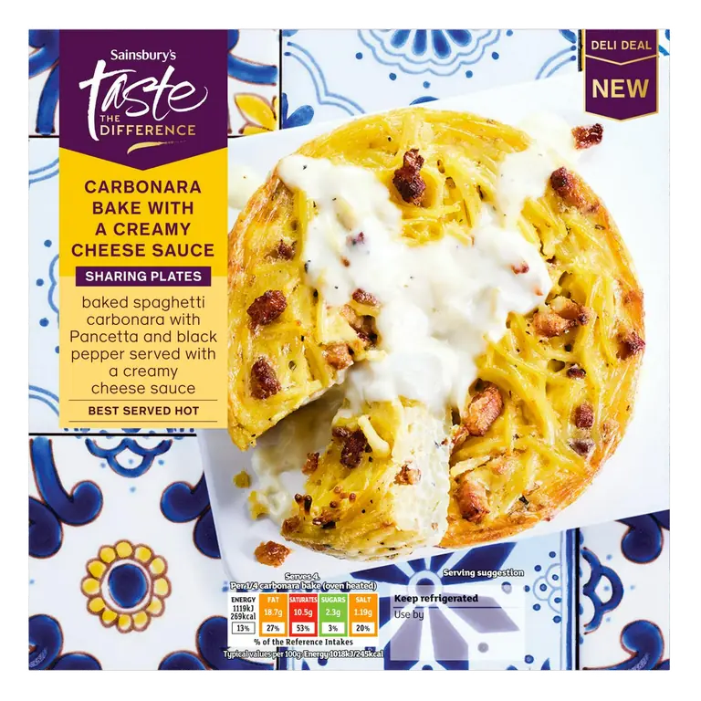 440g Carbonara Bake with a Creamy Cheese Sauce Sharing Plates, Taste the Difference