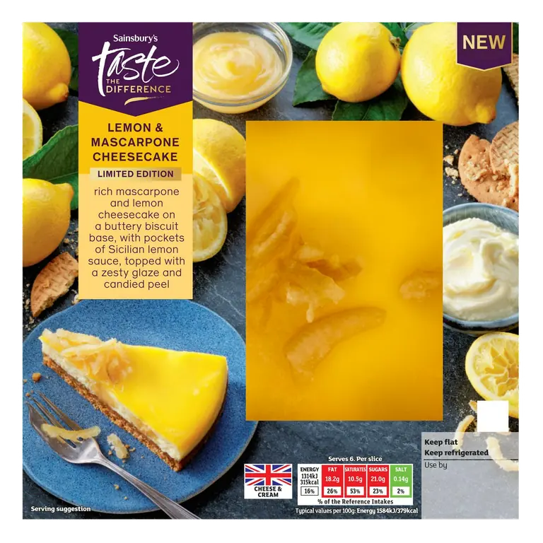 500g Lemon & Mascarpone Cheesecake, Taste the Difference, Limited Edition