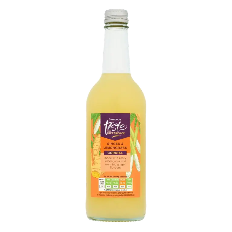 500ml Ginger & Lemongrass Cordial, Taste the Difference
