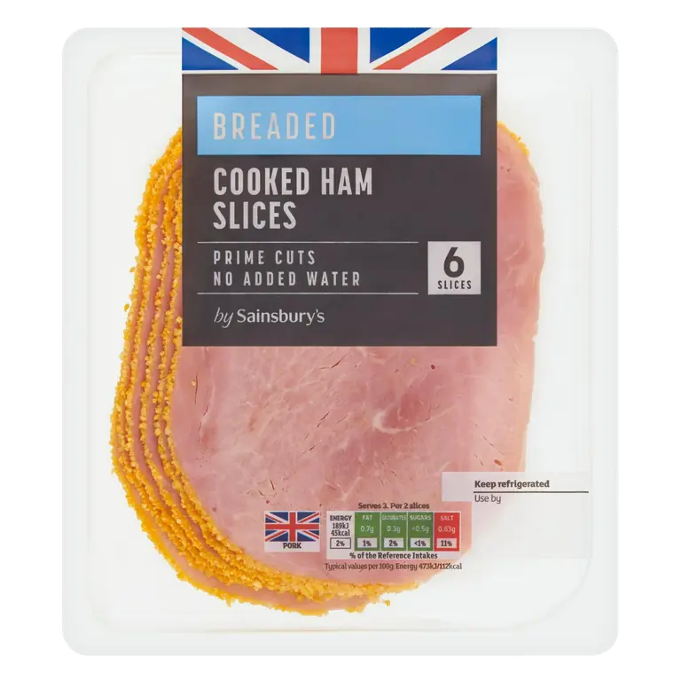 6 Breaded Cooked Ham Slices 120g