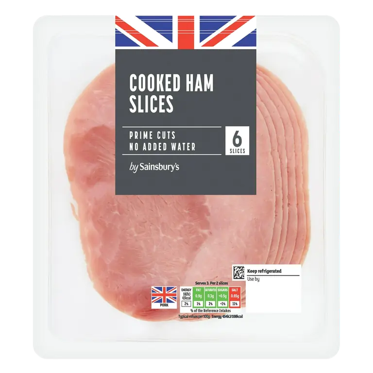 6 Cooked Ham Slices 120g
