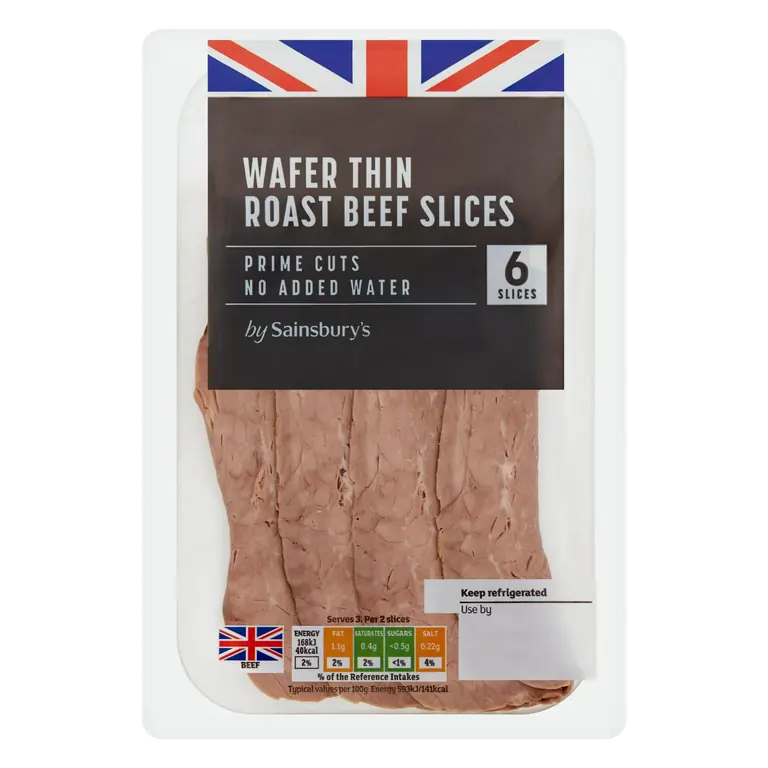 6 Wafer Thin Roast Beef Slices 85g