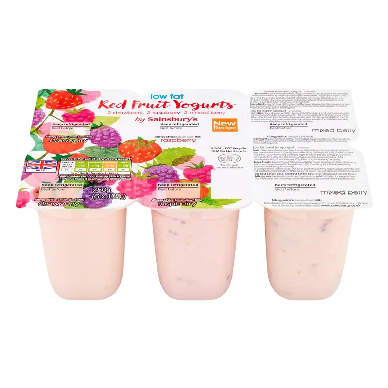 6 x 125g Low Fat Red Fruit Yogurts