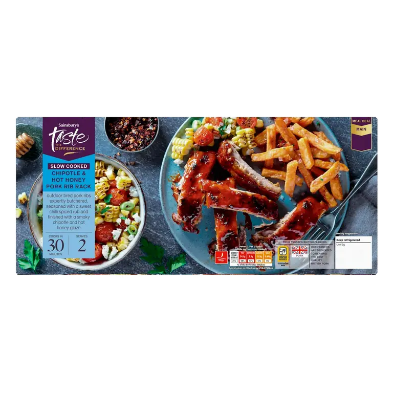 630g Chipotle & Hot Honey Slow Cooked Pork Rib Rack, Taste the Difference