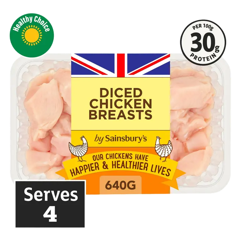 640g British Diced Chicken Breasts