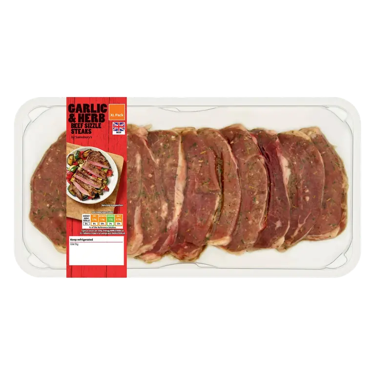 680g Garlic & Herb Beef Sizzle Steaks