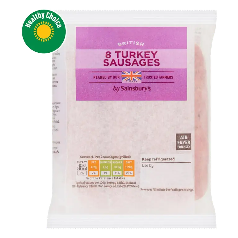 8 x British Turkey Sausages 454g