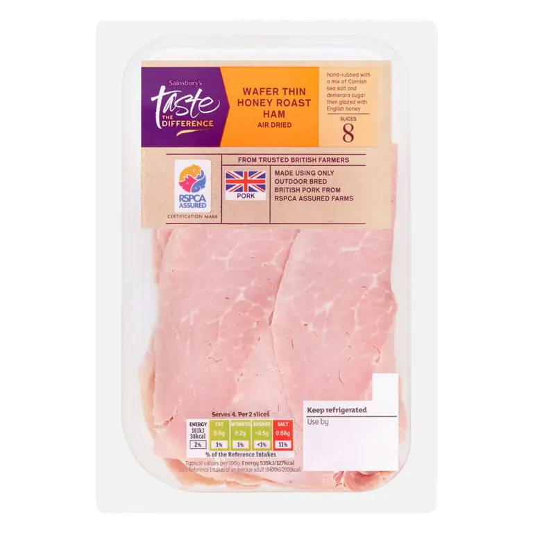 Air Dried English Honey Roast Wafer Thin Lean Cooked British Ham, Taste the Difference 120g