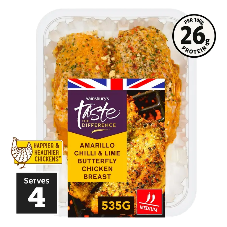 Amarillo Chilli & Lime Butterfly Chicken Breast, Taste the Difference 535g
