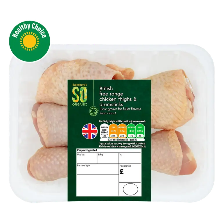 (Approx. 650g) British Free Range Chicken Thigh & Drumsticks, SO Organic