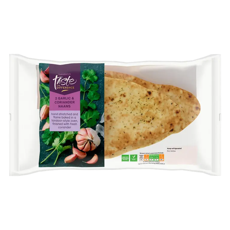 Aromatic Garlic & Coriander Naans, Taste Difference x2 280g