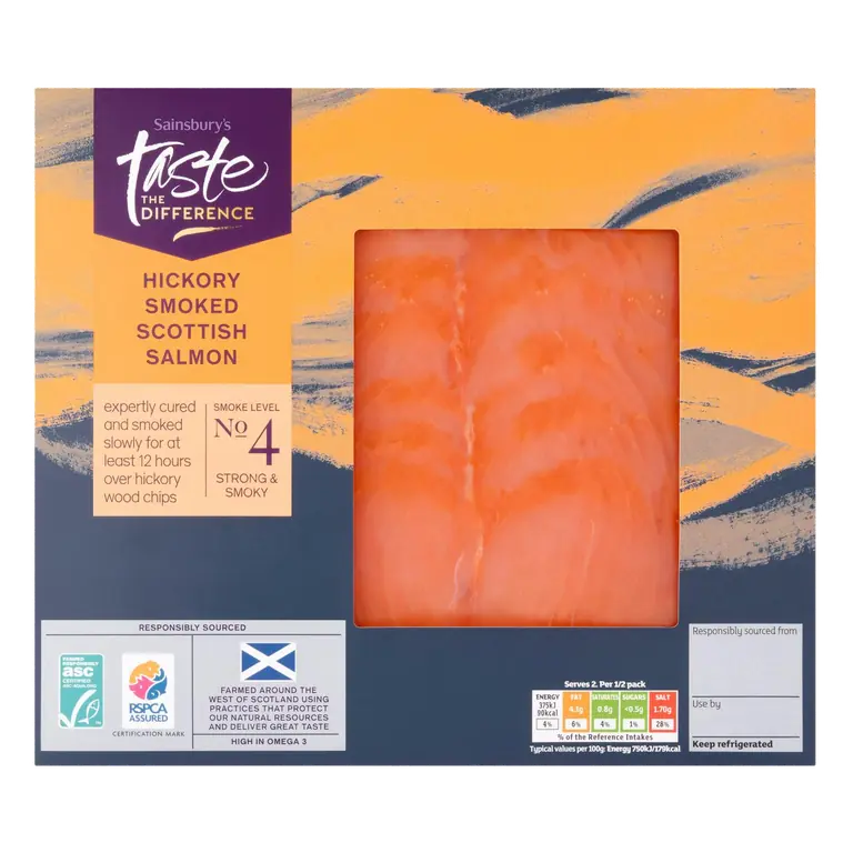 ASC Scottish Hickory Wood Smoked Salmon, Taste the Difference 100g (Ready To Eat)