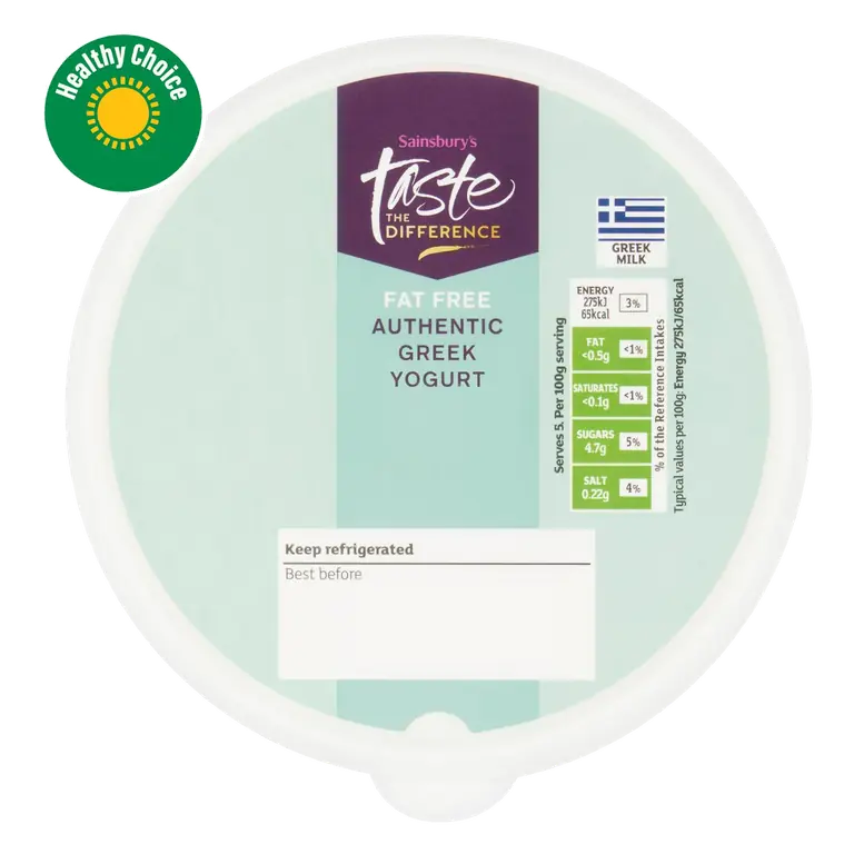 Authentic Fat Free Greek Yogurt, Taste the Difference 500g