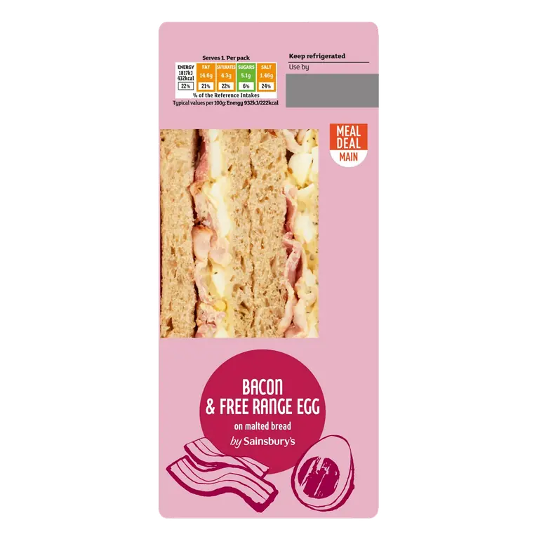 Bacon & Free Range Egg on Malted Bread Sandwich