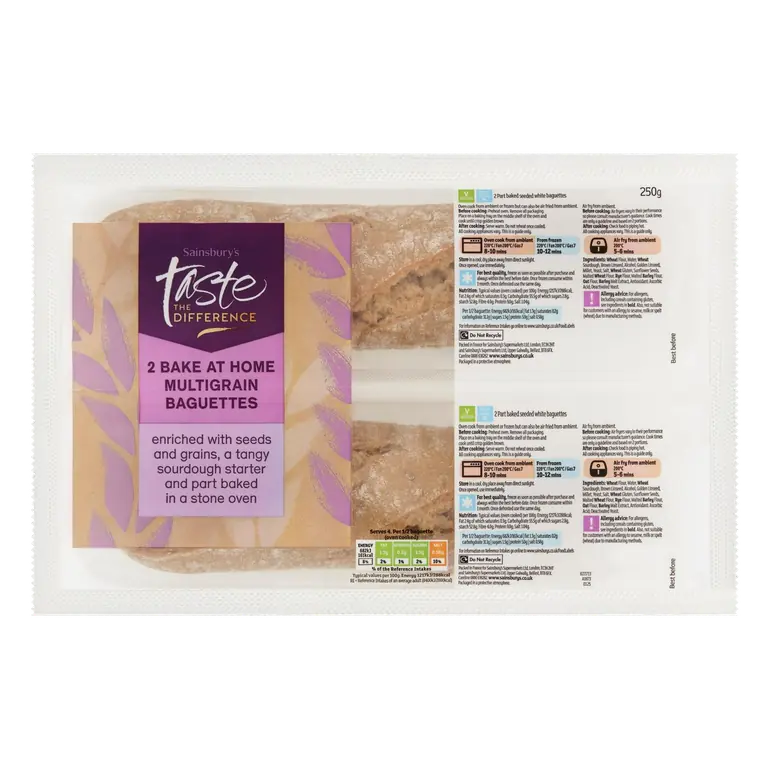 Bake at Home Multigrain Baguettes, Taste the Difference 2 x 125g