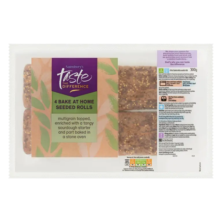 Bake at Home Seeded Rolls, Taste the Difference x4 75g