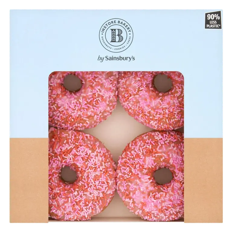 Bakery Pink Iced Doughnuts x4