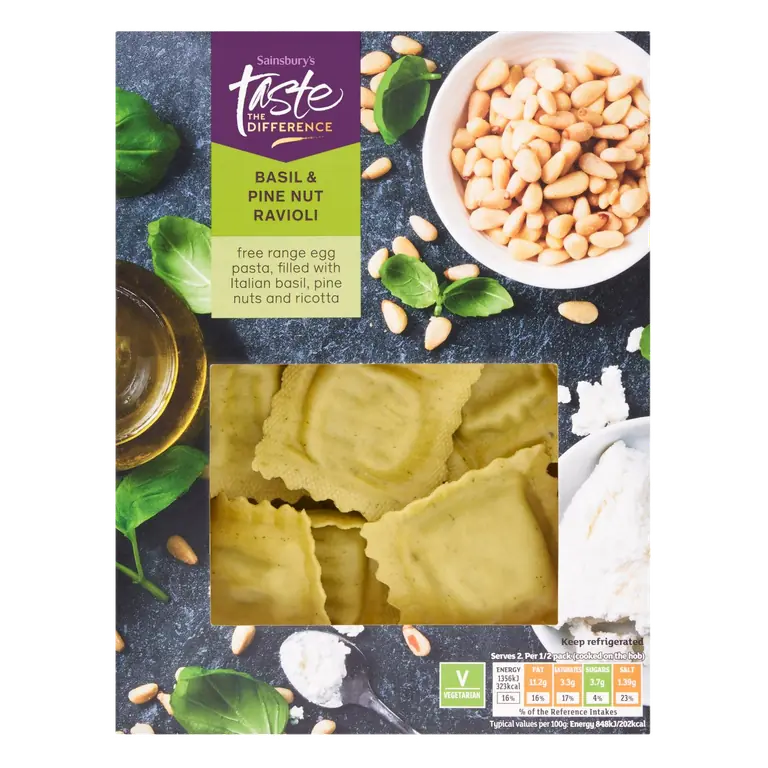 Basil & Pine Nuts Ravioli, Taste the Difference 250g