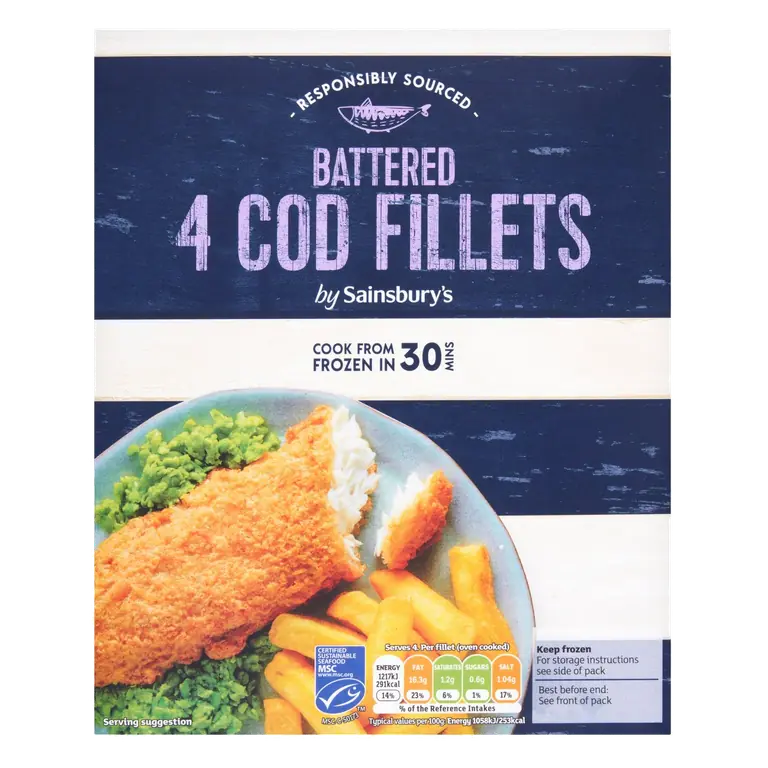 Battered Cod x4 500g
