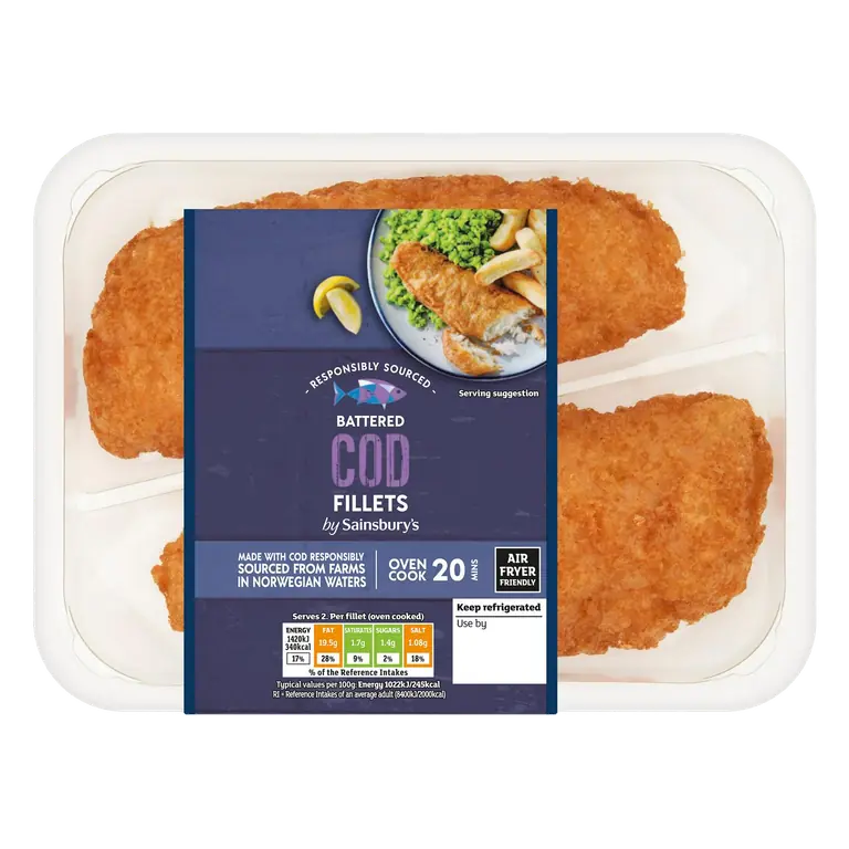 Battered MSC Cod Fillets x2 300g