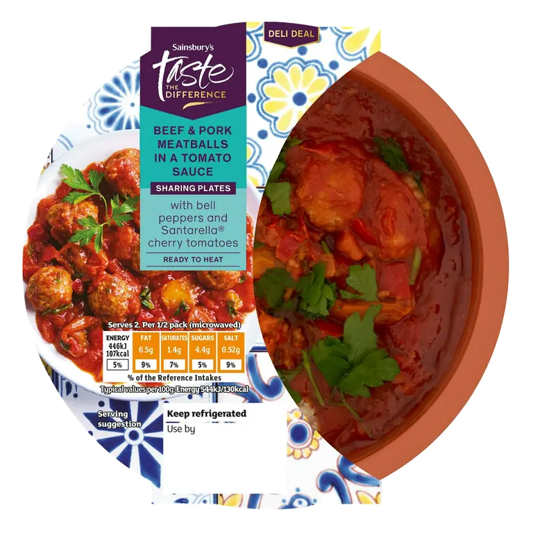 Beef & Pork Meatballs in a Tomato Sauce, Taste the Difference 175g