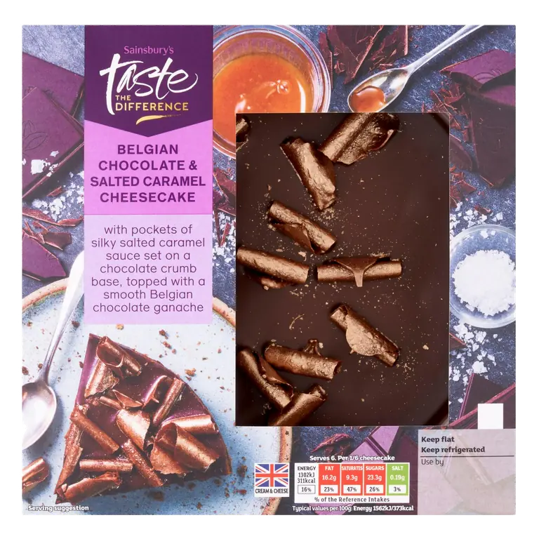 Belgian Chocolate & Salted Caramel Cheesecake, Taste the Difference 500g