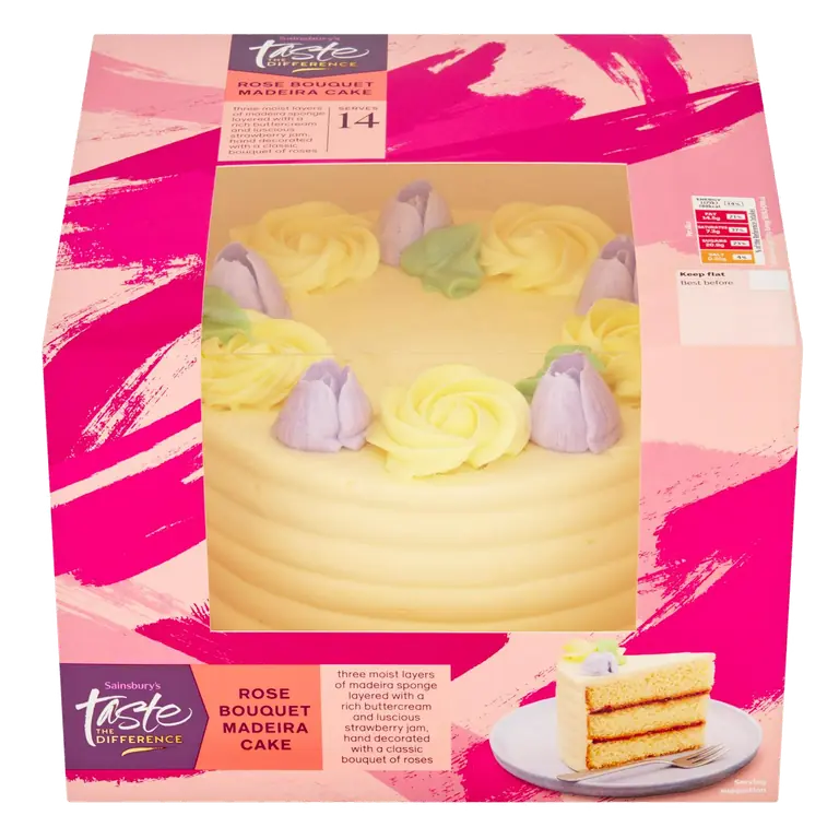 Birthday & Celebration Rose Bouquet Madeira Cake, Taste the Difference 895g (Serves 14)