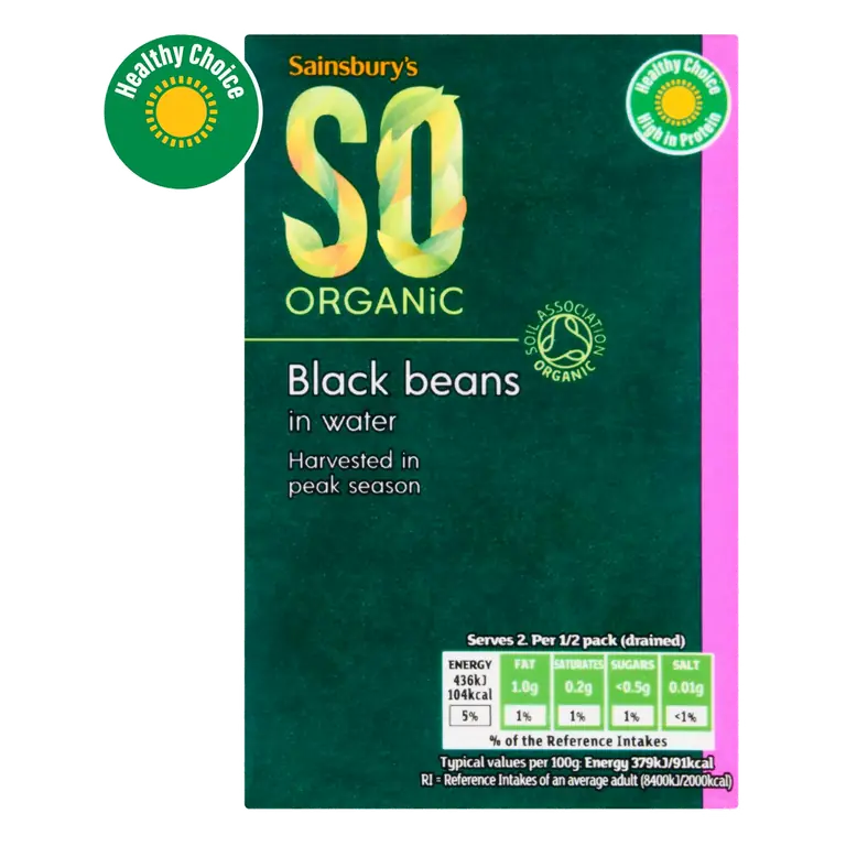 Black Beans Carton, SO Organic 380g (230g*)
