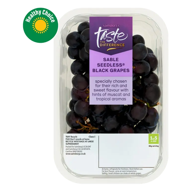 Black Sable Seedless Grapes, Taste the Difference 400g