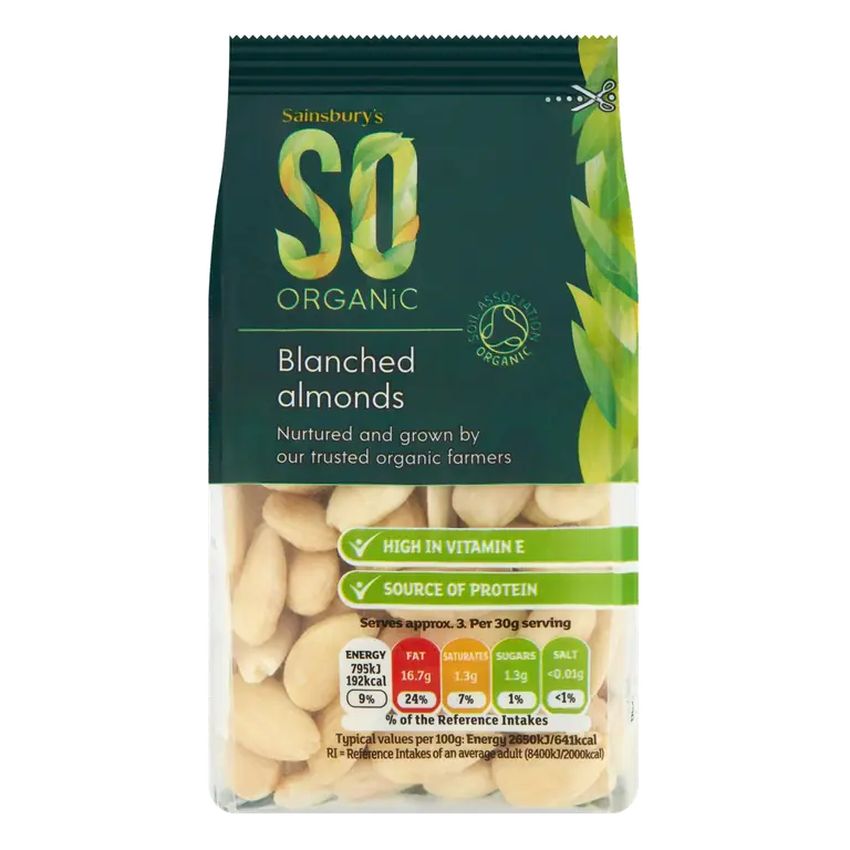 Blanched Almonds, SO Organic 100g