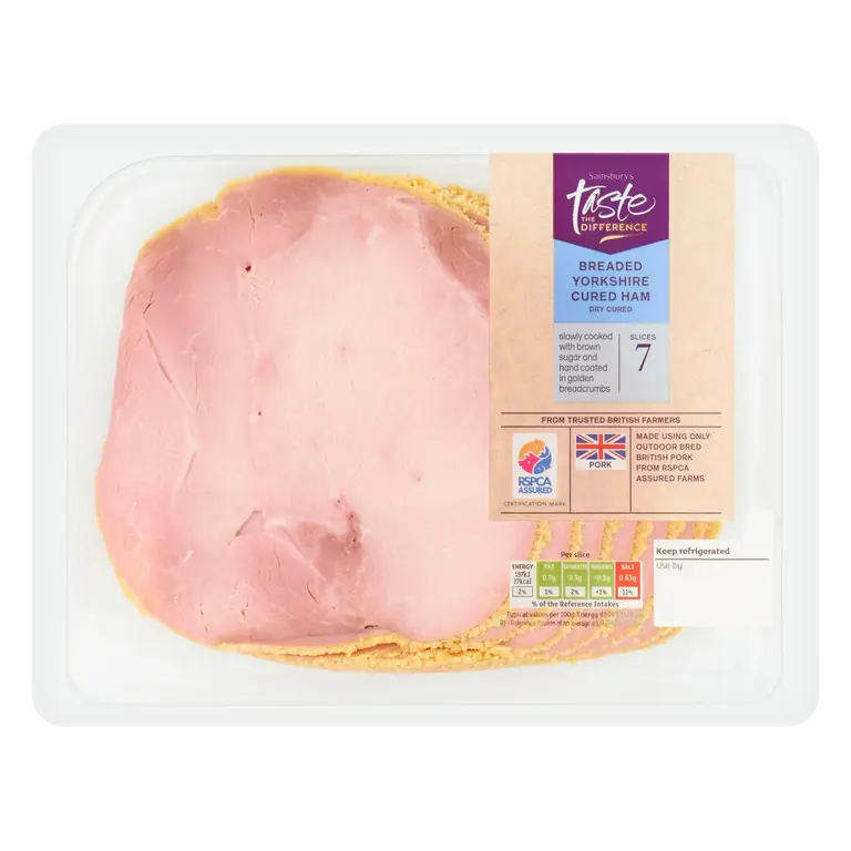 Breaded British Yorkshire Cured Ham Slices, Taste the Difference x7 225g