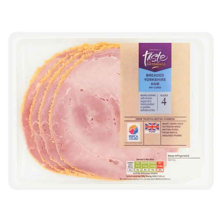 Breaded Yorkshire Cured Cooked British Ham Slices, Taste the Difference x4 120g