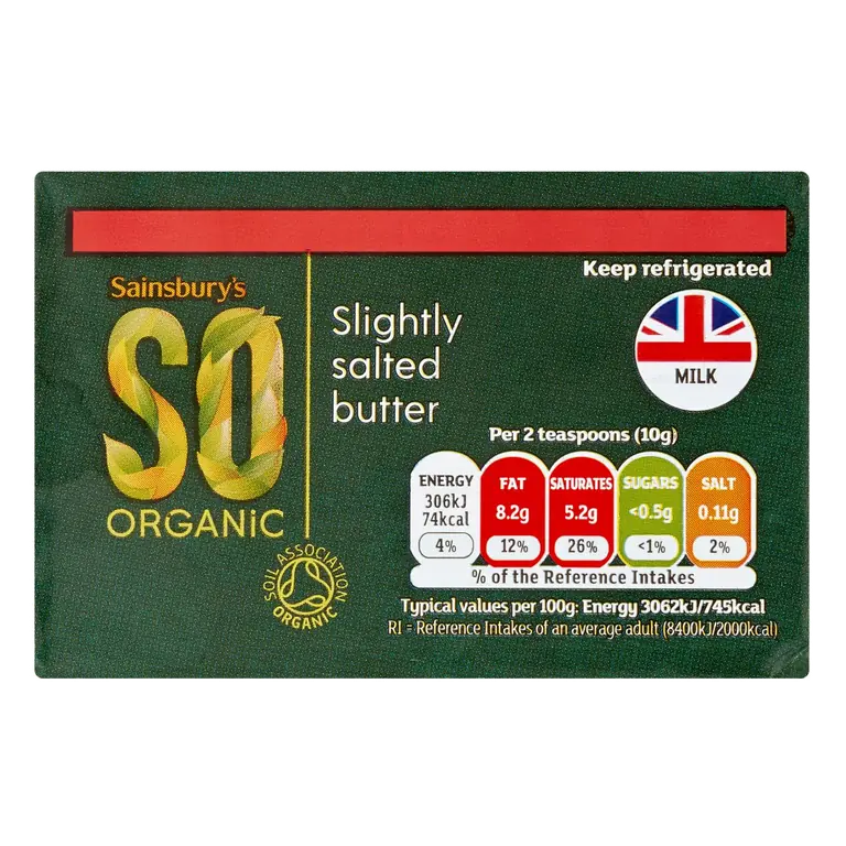 British Butter Slightly Salted, SO Organic 250g