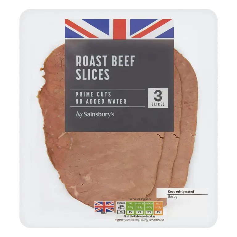 British Cooked Roast Beef Slices x3 85g