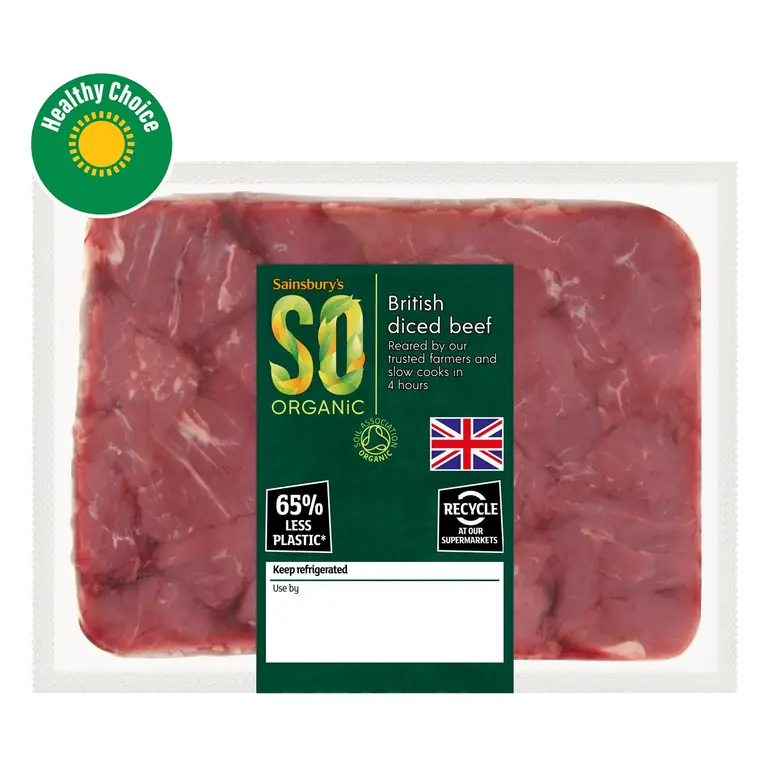 British Diced Beef, SO Organic 500g