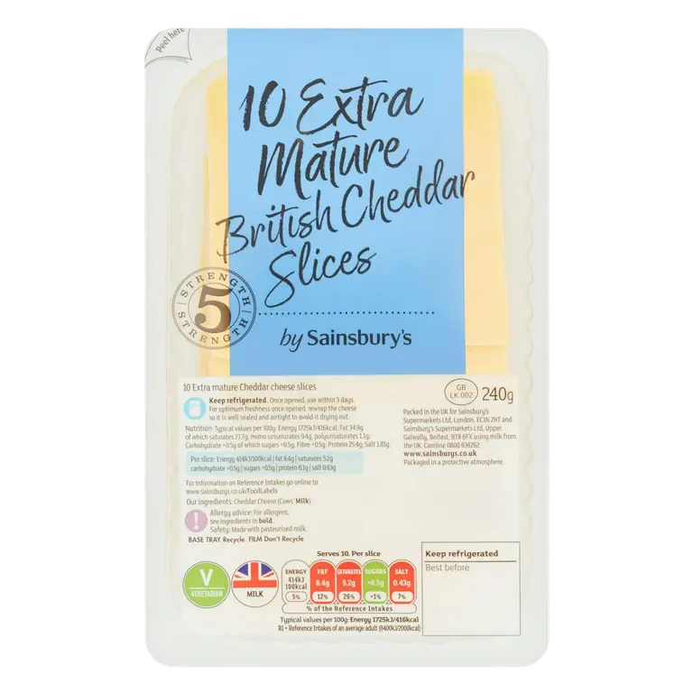 British Extra Mature Cheddar Cheese Slices 240g