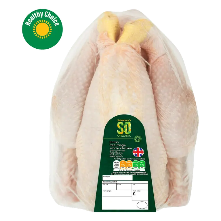 British Free Range Whole Fresh Chicken (Approx. 1.25kg), SO Organic