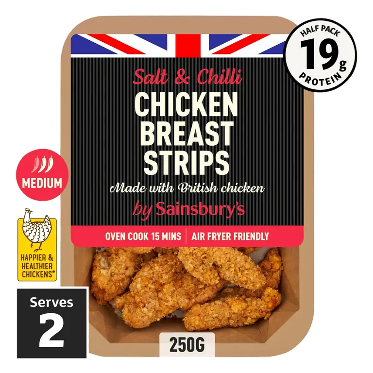 British Fresh Chicken Breast Pieces In a Salt & Chilli Breadcrumb Coating 250g