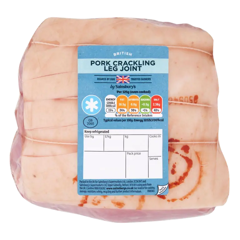 British Fresh Pork Crackling Leg Joint 1kg-1.8kg