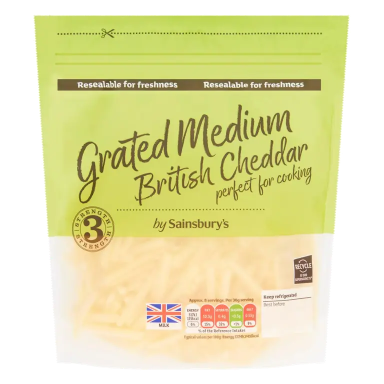 British Medium Grated Cheddar Cheese 250g