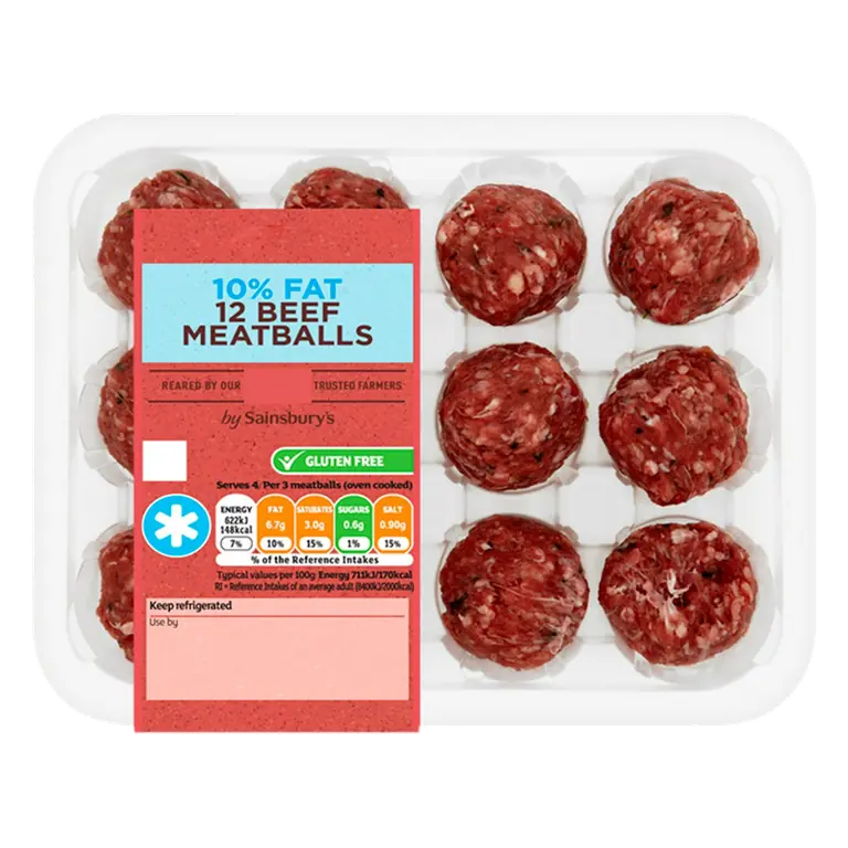British or Irish 10% Fat 12 Beef Meatballs 350g