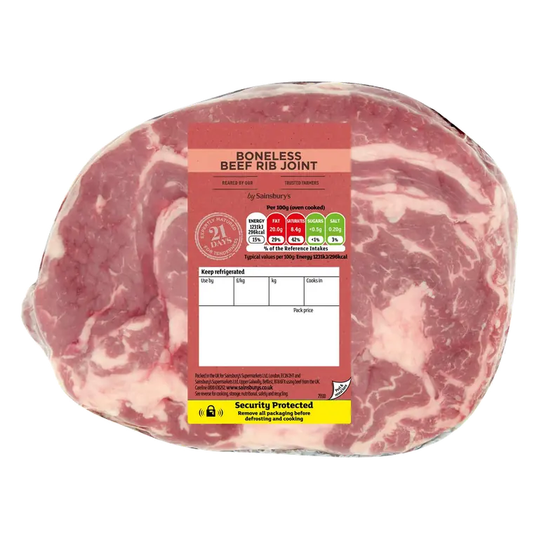 British or Irish 21 Day Matured Boneless Beef Rib Joint (Approx. 1.25kg)
