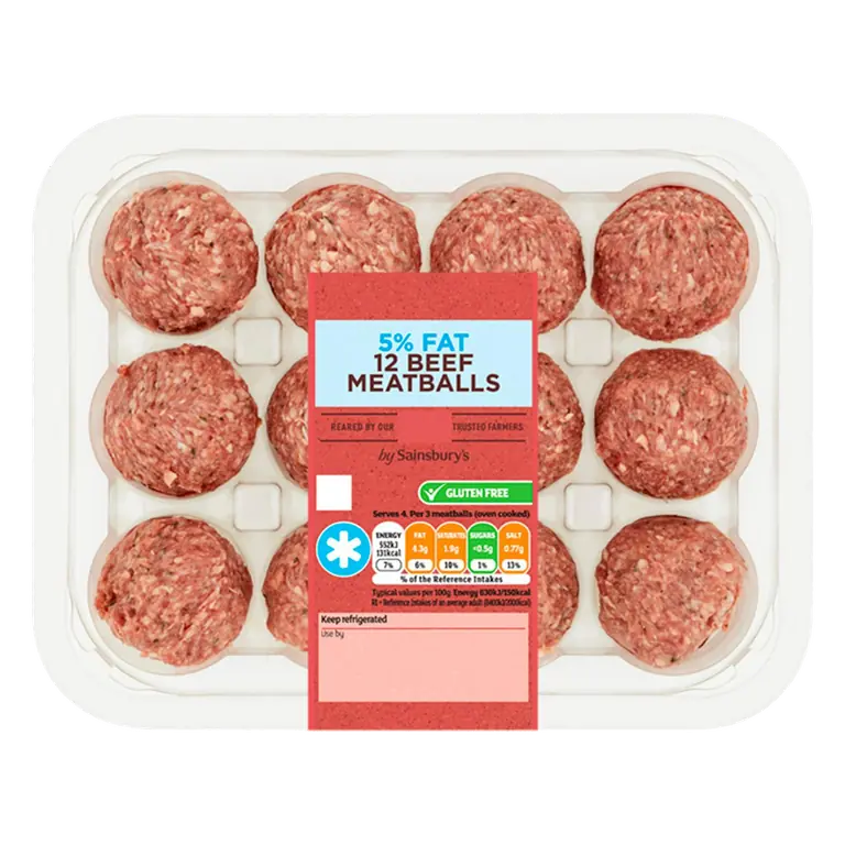 British or Irish 5% Fat 12 Beef Meatballs 350g