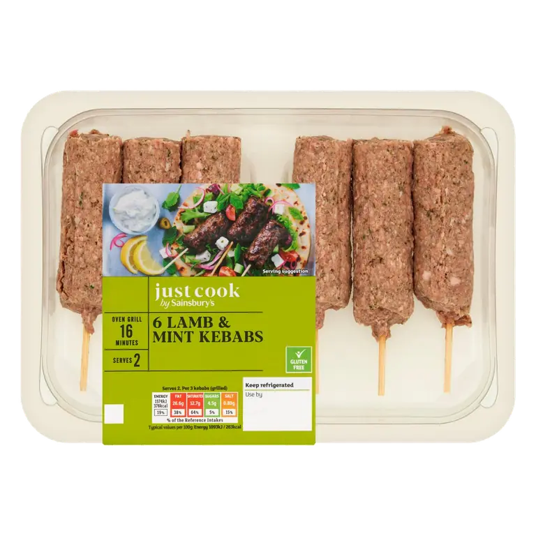 British or New Zealand Lamb & Mint Kebabs 360g