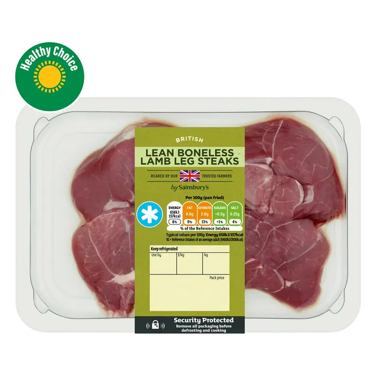British or New Zealand Lean Lamb Leg Steaks (Approx. 265g)