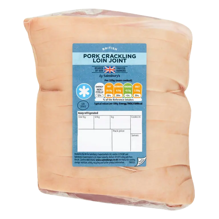 British Pork Boneless Crackling Loin Joint (Approx. 1.45Kg)