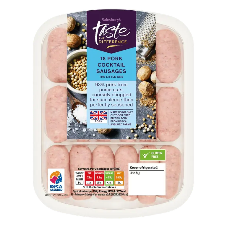 British Pork Cocktail sausages, Taste the Difference x18 270g