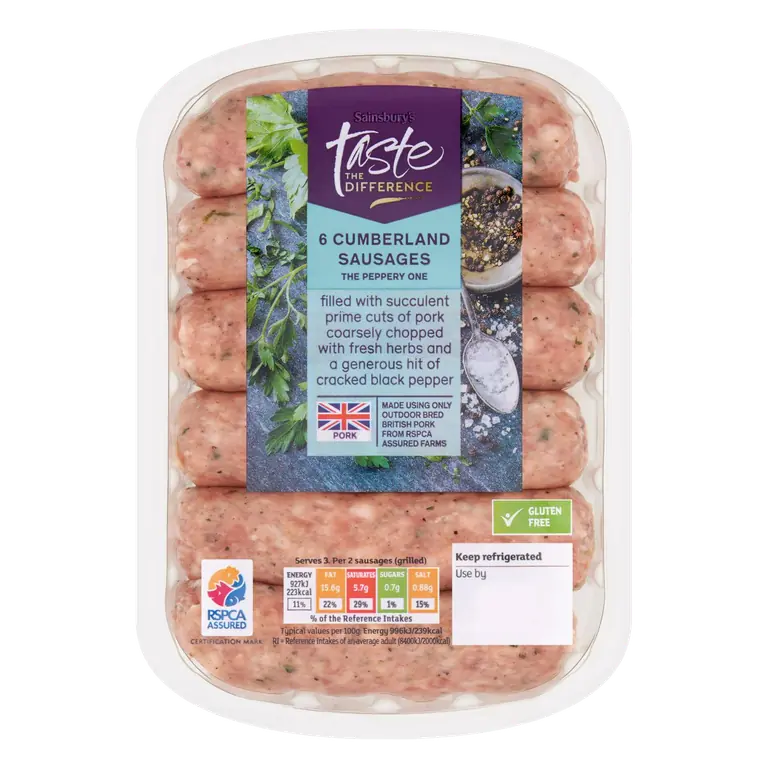 British Pork Cumberland Sausages, Taste the Difference x6 400g