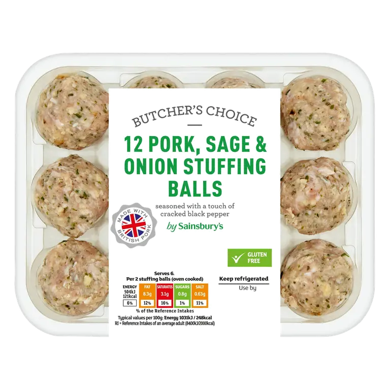 British Pork Sage & Onion Stuffing Balls x12 360g