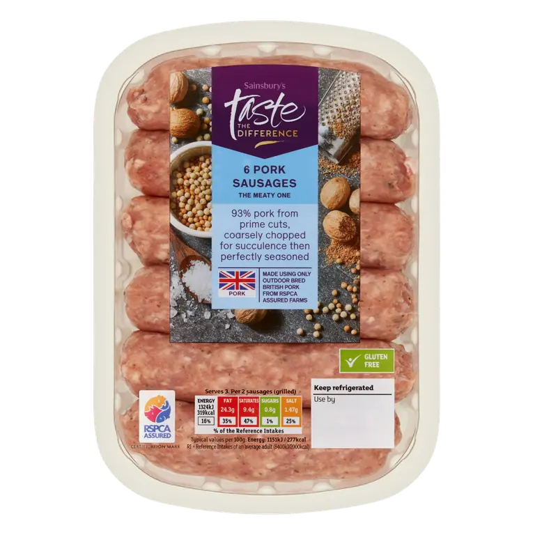 British Pork Sausages, Taste the Difference x6 400g